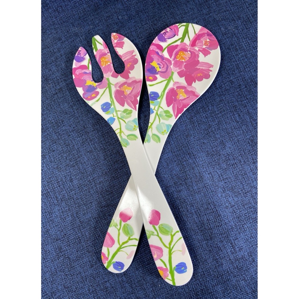 Anthropologie Paint + Petals by Bridgette Thornton 12.5" Serving Spoon & Fork - Picture 10 of 12